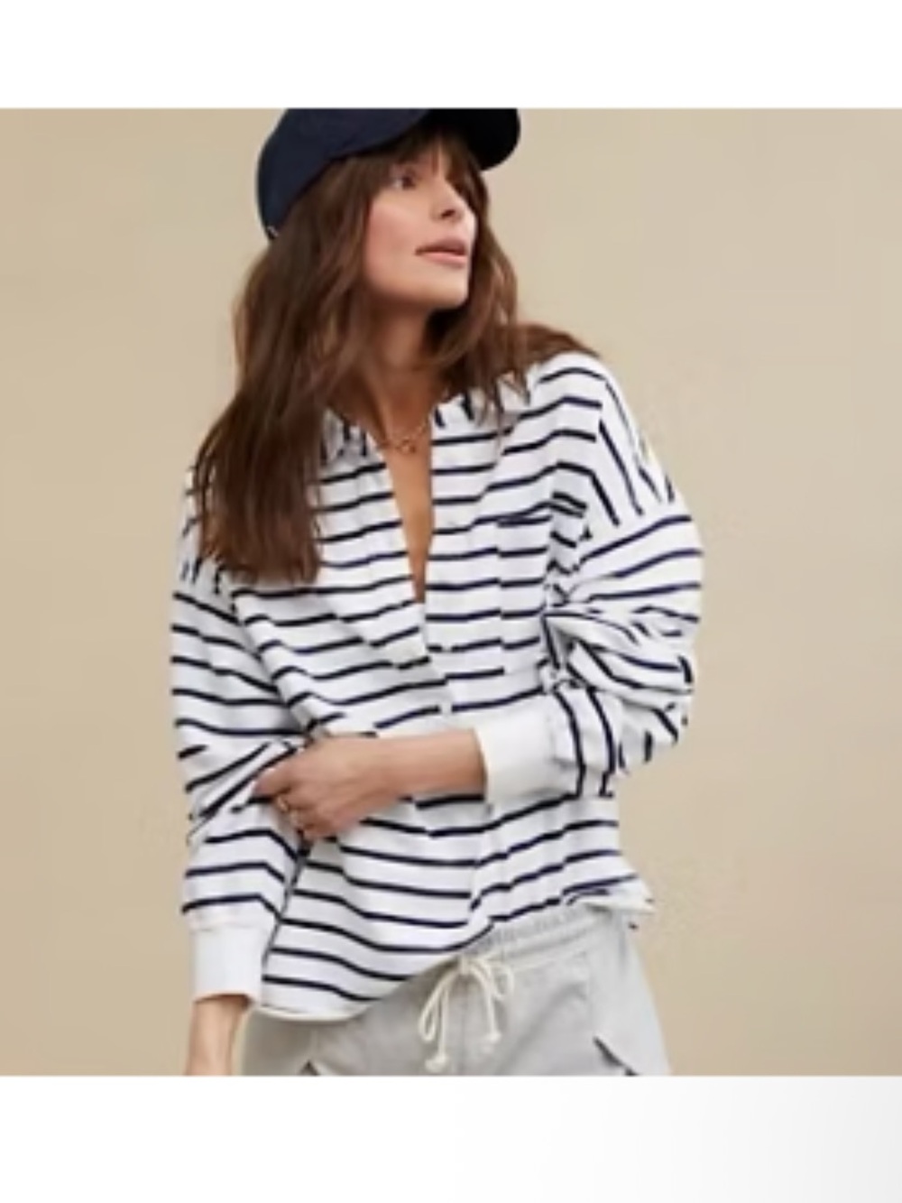 aerie take it easy popover polo sweatshirt size large